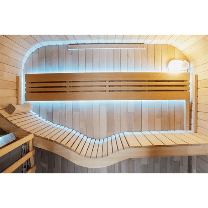 CenturaHeat Square Outdoor Sauna Full Interior View with Lights