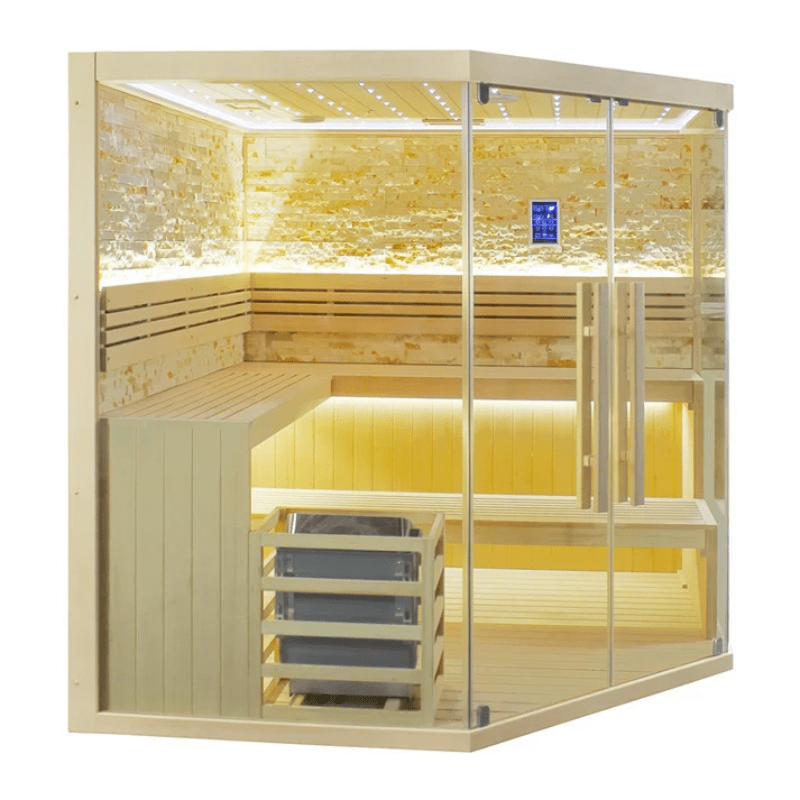 CenturaHeat Traditional Indoor Corner Sauna - Up to 8 people Side View