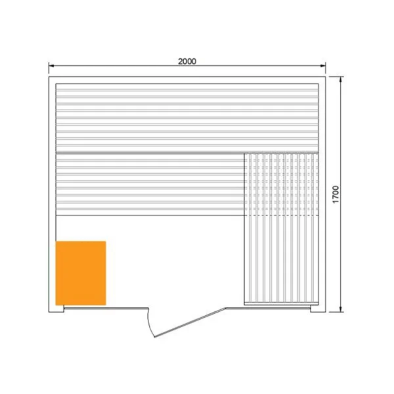 CenturaHeat Traditional Steam Indoor Sauna - 5 - 6 Person Floorplan
