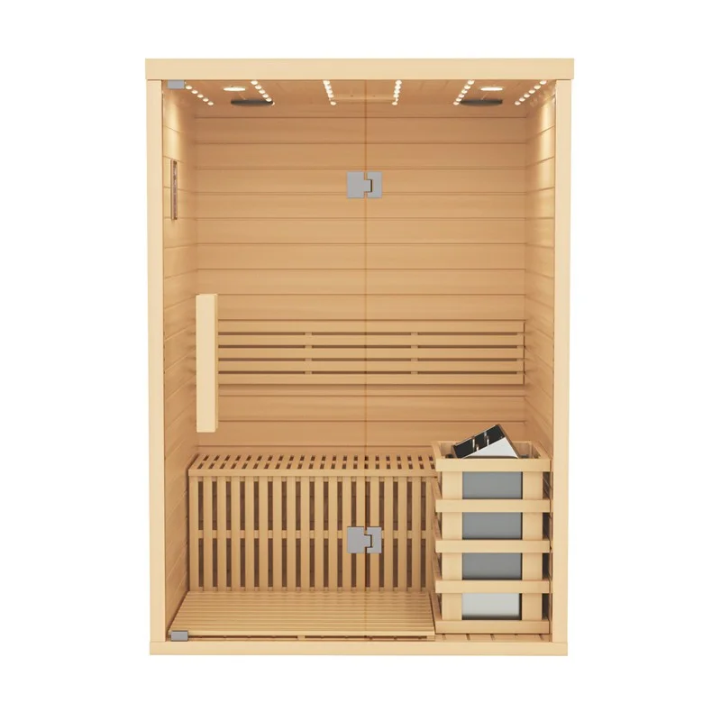 CenturaHeat Traditional Steam Indoor Sauna - Up to 2 people Glass Door Design Front View