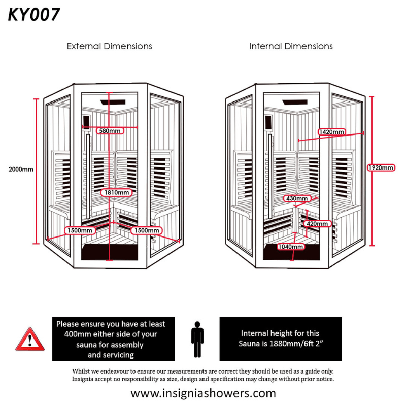 Insignia KY007 Infrared Sauna Dimensions