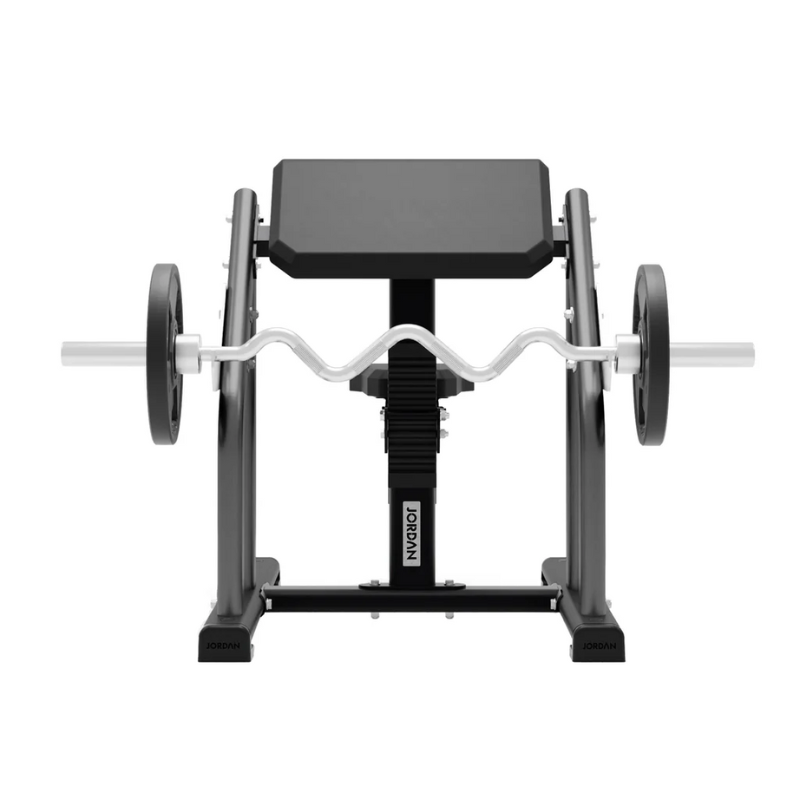 JORDAN Seated Preacher Curl Bench Grey Front View