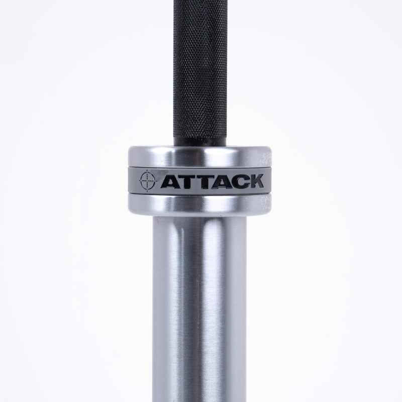 ATTACK Strength 7ft Olympic Bar - 20 kg Logo Close Up