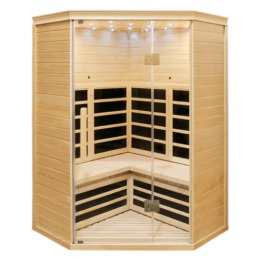 CenturaHeat Infrared Carbon Fibre Diamond Corner Sauna - 2 - 3 Person Front View