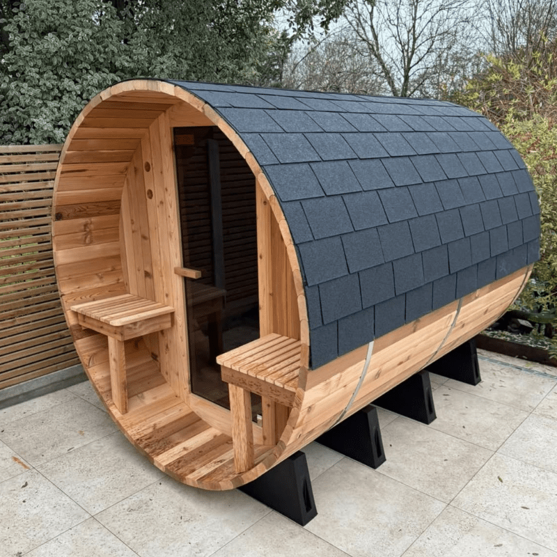 Fonteyn Barrel Sauna Rustic 7 ft Garden Assembled 1