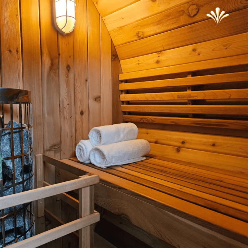 Fonteyn Barrel Sauna Rustic Interior