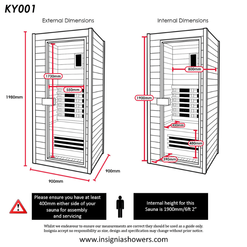 Insignia KY001 Infrared Sauna Dimensions