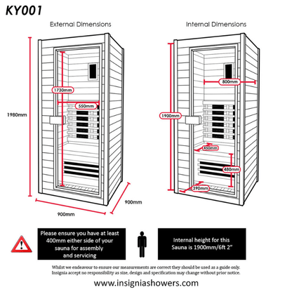 Insignia KY001 Infrared Sauna Dimensions