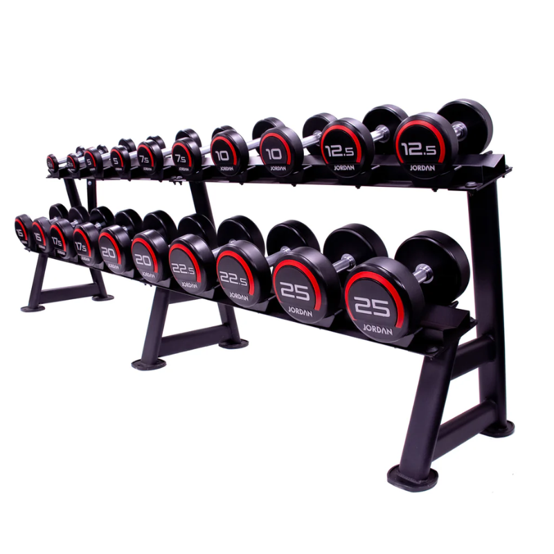 JORDAN 12 Pair Dumbbell Rack 2 Tier Black with Dumbbells