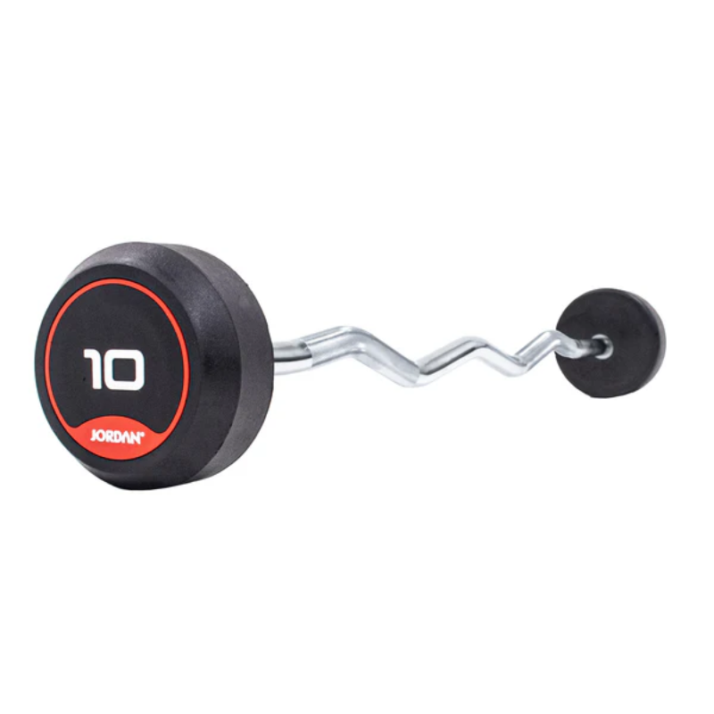 JORDAN Curl Bar Rubber Barbells in Red 10 KG