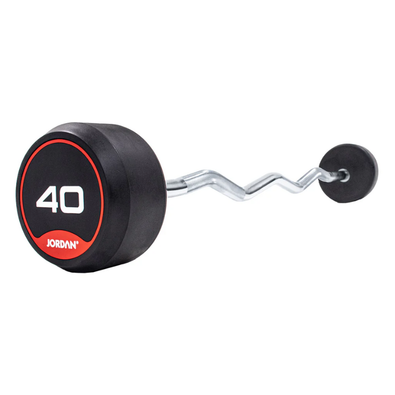 JORDAN Curl Bar Rubber Barbells in Red 40 KG