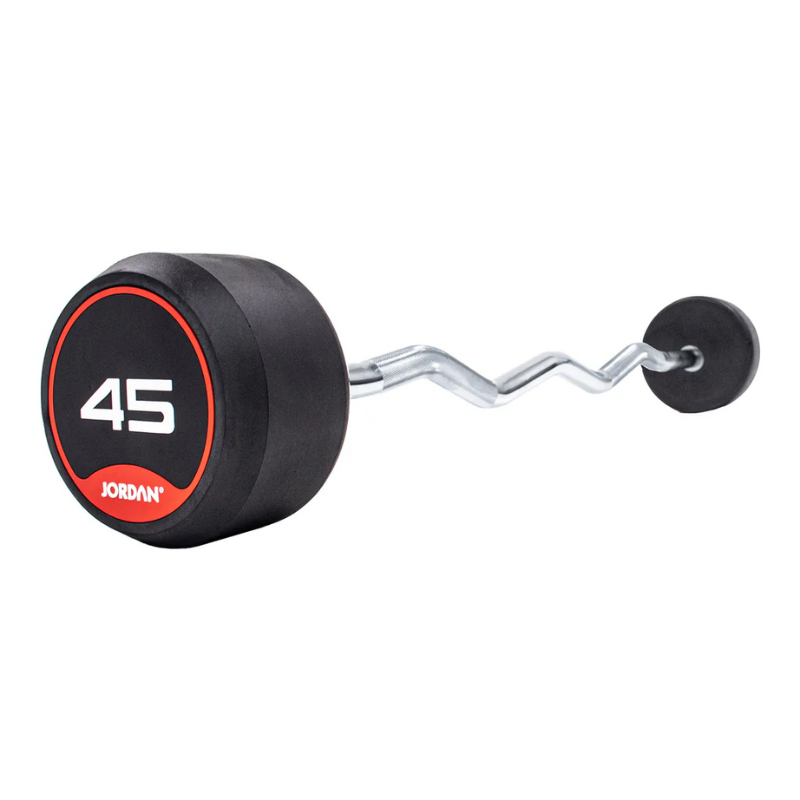 JORDAN Curl Bar Rubber Barbells in Red 45 KG