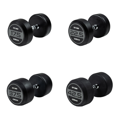 JORDAN Rubber Dumbbells in Grey - 17.5, 22.5, 37.5, 42.5 kg