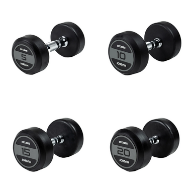 JORDAN Rubber Dumbbells in Grey - 5, 10, 15, 20 kg