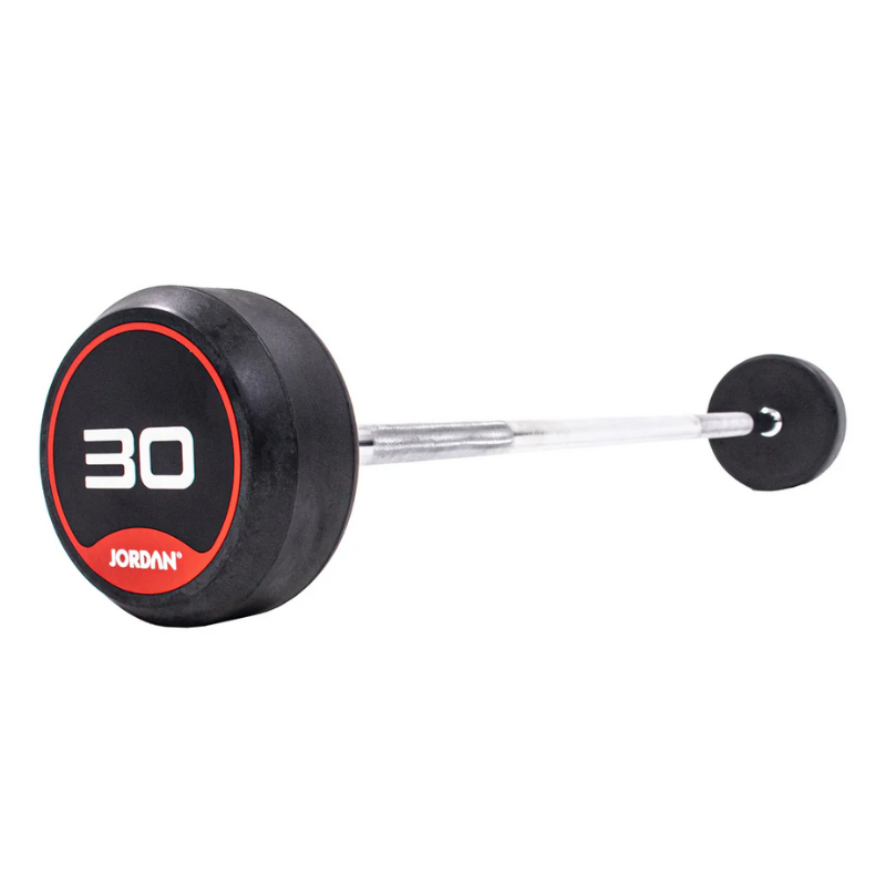 JORDAN Straight Bar Rubber Barbells in Red 30 KG