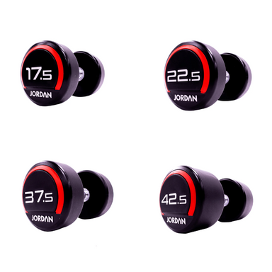 JORDAN Urethane Dumbbells in Red - 17.5, 22.5, 37.5, 42.5 kg