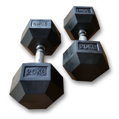 MYO Strength Hex Rubber Dumbbells - 20 kg Set